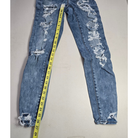 American Eagle Jeggings Women's 2 Regular Blue Next Level Stretch Distressed - Picture 12 of 16